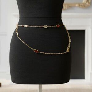 White House Black Market Gold and Black Belt Double Strand Chain Belt
